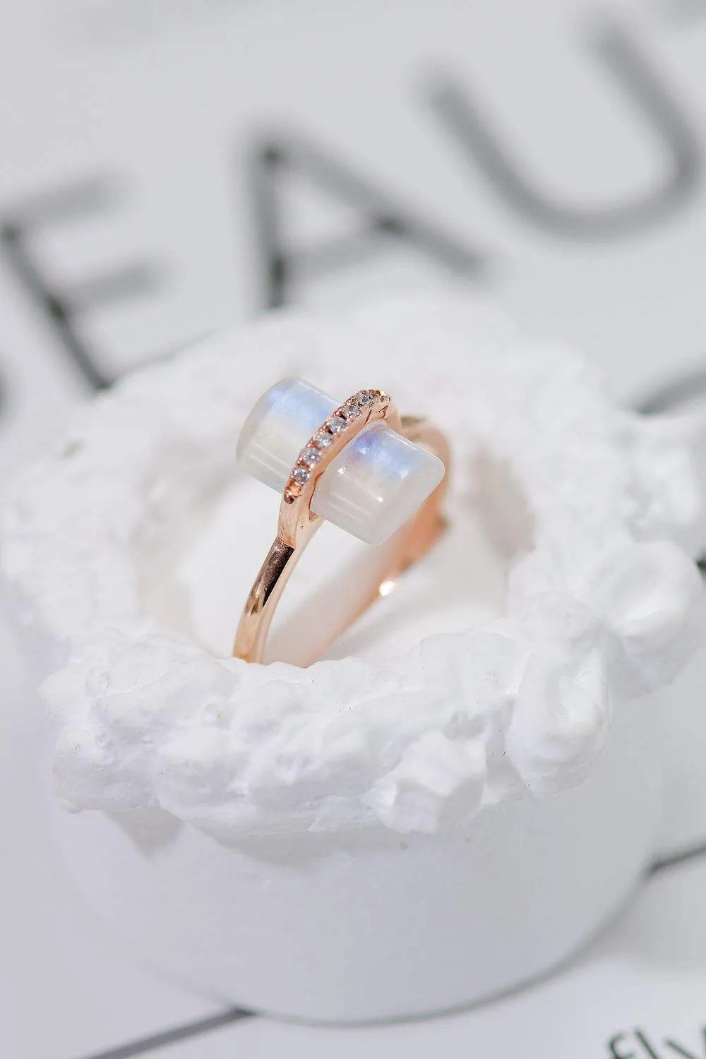 Natural Moonstone Platinum-Plated Ring Moonstone - Tophatter Daily Deals